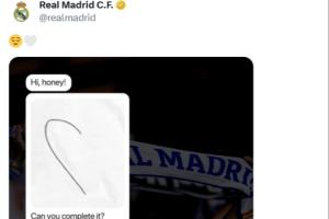 皇马官方推特发布神秘互动:两人对话描绘心形图案,此前恩佐曾发布白色爱心